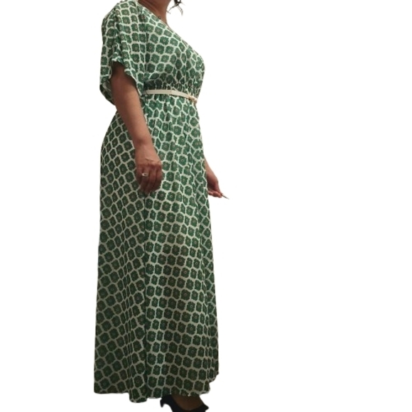 Maxi Dress Floral Patern Elastic Waist Size M - Picture 4 of 8